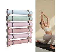 AEGCAOJH Estante Organizador de Pared para esterillas de Yoga de Madera de 9 Niveles, Estante de Almacenamiento Multiusos para esterillas de Ejercicio, Soporte de Pared para Guardar Rodillo