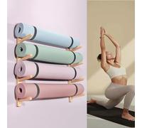AEGCAOJH Estante Organizador de Pared para esterillas de Yoga de Madera de 9 Niveles, Estante de Almacenamiento Multiusos para esterillas de Ejercicio, Soporte de Pared para Guardar Rodillo