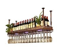 AEGCAOJH Estante para botellas de vino para colgar en el techo, copa de metal, estante de aplicación para bares, cocinas, almacenamiento (bronce), 80,100,120 x 35 cm