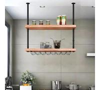 AEGCAOJH Estante para Copas de Vino de Techo - Estante de Almacenamiento Colgante Soporte para Flores Soporte para Vino Estantes flotantes multifuncionales de 2 Capas Estante de Pared Sopor