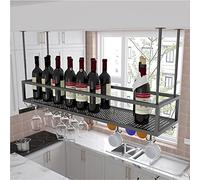 AEGCAOJH Estante para Copas de Vino Debajo del gabinete, Estante para Copas de Vino Calado, Soporte para Botellas de Vino Colgante de Metal Negro, Colgador de Almacenamiento para gabinetes,