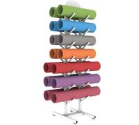 AEGCAOJH Estante para esterillas de Yoga: Soporte para esterillas de Ejercicio con Base de Suelo, Estante de Almacenamiento Independiente para esterillas de Yoga y Rodillos de Espuma, con c