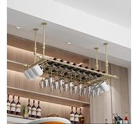 AEGCAOJH Estante para Vino Dorado, Soporte para Botellas de Vino en el Techo, Copas Colgantes, estantes para Copas, Barra organizadora Flotante, Estante Decorativo de Hierro Forjado/Estante