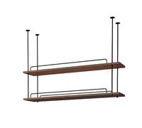 AEGCAOJH Estante para Vino montado en la Pared - Estante de Metal para Copas de Vino en el Techo, estantes flotantes industriales de 2 Capas para Colgar Botellas de Vino, Estante de decorac