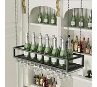 AEGCAOJH Estante para vinos para Colgar en el Techo, Soporte para almacenar Botellas de Vino y Copas de Vidrio, estantes para Copas de Vino Colgantes, Estante Decorativo, Estante de almacen