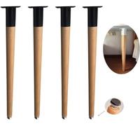 AEGCAOJH Juego de 4 Patas de Madera para Mesa de Cocina con Manguitos de Hierro, Patas de Soporte cónicas Rectas de Haya (73,5 cm/29 Pulgadas), opción de 2 Colores de Madera