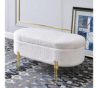AEGCAOJH Lujoso Banco de Almacenamiento con Base de Metal, Banco de Cama de Piel sintética, otomana de Almacenamiento, cómodo Banco tapizado para Zapatos, Ideal para Sala de Estar y dormito