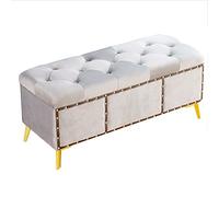 AEGCAOJH Lujoso Banco de Almacenamiento con Patas Doradas, cómodo Banco otomano de Terciopelo para el Extremo de la Cama, otomano Rectangular con Espacio de Almacenamiento, Mueble de Banco