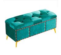 AEGCAOJH Lujoso Banco de Almacenamiento con Patas Doradas, cómodo Banco otomano de Terciopelo para el pie de Cama, otomano Rectangular con Espacio de Almacenamiento, Mueble de Banco Que aho