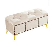 AEGCAOJH Lujoso Banco de Almacenamiento con Patas Doradas, cómodo Banco otomano de Terciopelo para el pie de Cama, otomano Rectangular con Espacio de Almacenamiento, Mueble de Banco Que aho