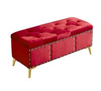 AEGCAOJH Lujoso Banco de Almacenamiento con Patas Doradas, cómodo Banco otomano de Terciopelo para el pie de Cama, otomano Rectangular con Espacio de Almacenamiento, Mueble de Banco Que aho