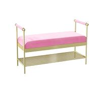 AEGCAOJH Lujoso Banco de Entrada con reposabrazos, Zapatero tapizado Grueso, Organizador de Zapatos, Moderno Banco de pie de Cama con Almacenamiento de Zapatos, Rosa Terciopelo, 100 x 40 x
