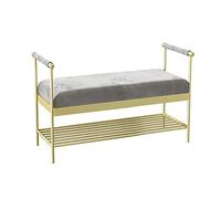 AEGCAOJH Lujoso Banco de Entrada con reposabrazos, Zapatero tapizado Grueso, Organizador de Zapatos, Moderno Banco de pie de Cama con Almacenamiento de Zapatos, Gris Terciopelo, 100 x 40 x
