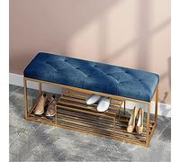 AEGCAOJH Lujoso Banco Zapatero para Entrada, tapizado en Terciopelo Suave, Moderno Zapatero, Organizador de Zapatos, Azul, 120 x 30 x 45 cm (47 x 12 x 18 Pulgadas).