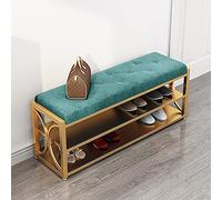 AEGCAOJH Lujoso Banco Zapatero tapizado en Terciopelo, Moderno Banco de Entrada con Zapatero Dorado, Zapatero para Pasillo, Verde, 80 x 35 x 45 cm (31 x 14 x 18 Pulgadas).