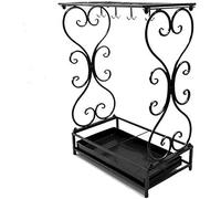 AEGCAOJH Paragüeros, estantes comerciales, para hoteles y escuelas, con Cubo de Almacenamiento Desmontable, Estante multifunción (Blanco, 18 Orificios, 10 Ganchos) (Negro, 18 Orificios, 10