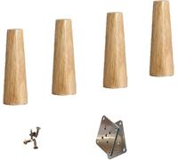 AEGCAOJH Patas de Madera de Roble Macizo para Muebles, Paquete de 4, Patas de Mesa cónicas de Repuesto para Soporte de TV, Escritorio, mesita de Noche, Color Madera Original, tamaño de 3,9