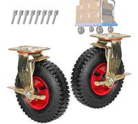 AEGCAOJH Rueda giratoria neumática, Rueda giratoria de Goma, Rueda Industrial Resistente giratoria de 8/10 Pulgadas, con nervaduras para neumáticos, Movimiento silencioso, para carretillas