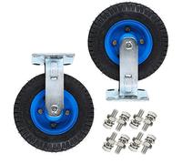 AEGCAOJH Ruedas giratorias industriales de Alta Resistencia, 2 Piezas, con Frenos y Placa Superior, Carga de Rueda única de 440 Libras, Rueda de Goma neumática para carros Planos, plataform