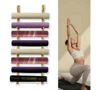 AEGCAOJH Soporte de Pared de Madera para Esterilla de Yoga, Organizador de Almacenamiento en Estante de Varios Niveles para Esterilla de Yoga, Estante de exhibición para Rodillos de Espuma