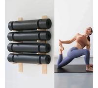 AEGCAOJH Soporte de Pared para Esterilla de Yoga con Rodillo de Espuma, Estante de Almacenamiento de Madera para Esterilla de Ejercicios montado en la Pared, Organizador de Almacenamiento d
