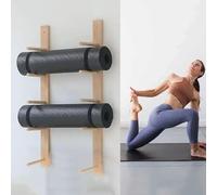 AEGCAOJH Soporte de Pared para Esterilla de Yoga con Rodillo de Espuma, Estante de Almacenamiento de Madera para Esterilla de Ejercicios montado en la Pared, Organizador de Almacenamiento d
