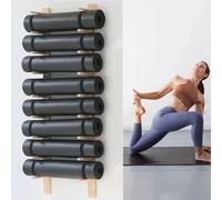 AEGCAOJH Soporte de Pared para Esterilla de Yoga con Rodillo de Espuma, Estante de Almacenamiento de Madera para Esterilla de Ejercicios montado en la Pared, Organizador de Almacenamiento d