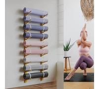 AEGCAOJH Soporte de Pared para Esterilla de Yoga de Madera - Soporte de Pared para Almacenamiento de Esterilla de Yoga de 6 o 9 Niveles - Soporte para Accesorios de Gimnasio en casa - Estan