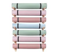 AEGCAOJH Soporte de Pared para Esterilla de Yoga, Organizador de Equipo de Gimnasio de Madera de 2 a 9 Niveles, Estante de Almacenamiento para esterillas de Ejercicio con Rodillos de Espuma