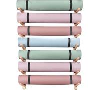 AEGCAOJH Soporte de Pared para Esterilla de Yoga, Organizador de Equipo de Gimnasio de Madera de 2 a 9 Niveles, Estante de Almacenamiento para esterillas de Ejercicio con Rodillos de Espuma