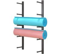 AEGCAOJH Soporte de Pared para Esterilla de Yoga, Soporte de Metal de 5 Capas para esterillas de Ejercicio, Organizador de Almacenamiento para Gimnasio en casa, para Rodillos de Espuma, Pat