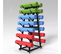 AEGCAOJH Soporte de Suelo para Esterilla de Yoga de Doble Cara, Organizador de Almacenamiento de Rodillos de Espuma/colchonetas de Ejercicio con Ruedas de Gran Capacidad, Gimnasio/Sala de e