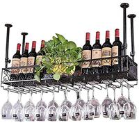 AEGCAOJH Soporte para Botellas de Vino para Colgar en el Techo, Estante de Metal Debajo del gabinete, Copas de champán y Vino, Soporte para Estante de Vidrio para Cocina, Bar, Pub, exhibici