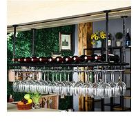 AEGCAOJH Soporte para Colgar en el Techo, Soporte para Botellas de Vino, Estante para vinos, decoración del hogar, estantes de Almacenamiento para Cocina, Bar, Bodega, Soporte para Copas de
