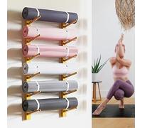 AEGCAOJH Soporte para Esterilla de Yoga de 9 Niveles para Montaje en Pared, Soporte para Rodillos de Espuma de Madera Maciza, Organizador de Almacenamiento Decorativo para esterillas de Eje