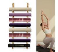 AEGCAOJH Soporte para Esterilla de Yoga de Pared, Organizador de Almacenamiento de Rodillos de Espuma para Gimnasio, de Madera Maciza, de 6 o 9 Niveles, para Esterilla de Ejercicio o rodill