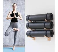 AEGCAOJH Soporte para Esterilla de Yoga, Organizador de Rodillos de Espuma para Montaje en Pared, decoración de Almacenamiento, estantes de Madera de 1 a 9 Niveles, Bandas de Resistencia pa