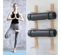 AEGCAOJH Soporte para Esterilla de Yoga, Organizador de Rodillos de Espuma para Montaje en Pared, decoración de Almacenamiento, estantes de Madera de 1 a 9 Niveles, Bandas de Resistencia pa