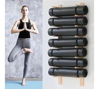 AEGCAOJH Soporte para Esterilla de Yoga, Organizador de Rodillos de Espuma para Montaje en Pared, decoración de Almacenamiento, estantes de Madera de 1 a 9 Niveles, Bandas de Resistencia pa