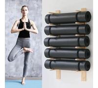 AEGCAOJH Soporte para Esterilla de Yoga, Organizador de Rodillos de Espuma para Montaje en Pared, decoración de Almacenamiento, estantes de Madera de 1 a 9 Niveles, Bandas de Resistencia pa