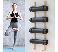 AEGCAOJH Soporte para Esterilla de Yoga, Organizador de Rodillos de Espuma para Montaje en Pared, decoración de Almacenamiento, estantes de Madera de 1 a 9 Niveles, Bandas de Resistencia pa