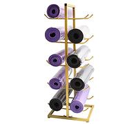 AEGCAOJH Soporte para Esterilla de Yoga, Soporte para Suelo, Organizador de Rodillos de Espuma de Gran Capacidad Independiente, Soporte de exhibición de Metal de 5 Niveles, Sala de entrenam