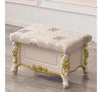 AEGCAOJH Taburete de pie de Gran Capacidad Que Ahorra Espacio para Sala de Estar y Dormitorio, Lujoso Taburete de Almacenamiento tapizado, Banco de Almacenamiento de Oruga de Jacquard, beig
