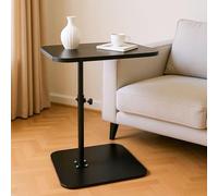 Aegistus Mesa auxiliar en forma de C, mesa auxiliar para sofá, mesas auxiliares para sala de estar, altura ajustable, bandeja de TV, mesa auxiliar giratoria que se desliza debajo (negro)