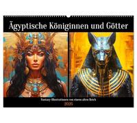 Ägyptische Königinnen und Götter. Fantasy-Illustrationen von einem alten Reich (Wandkalender 2026 DIN A2 quer), CALVENDO Monatskalender: Die mystische Welt des alten Ägyptens in tollen Illustrationen