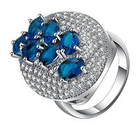 Aeici Alliance - Anillo de boda con placa de oro, anillo ancho, color azul plateado, one size, Metal, Zirconia cúbica