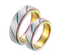 Aeici Anillo de boda para hombres y mujeres, anillo de acero inoxidable para mujer, anillo giratorio arcoíris esmerilado de 6 mm, Acero aleado