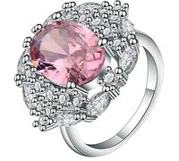 Aeici Anillo de boda para mujer, anillo de boda, placa de plata, flor, anillo de plata, one size, Metal, Zirconia cúbica