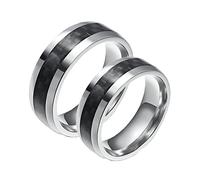 Aeici Anillo de boda para parejas, anillo de compromiso personalizado de acero inoxidable, anillo de plata de 8 mm con fibra de carbono, Plata