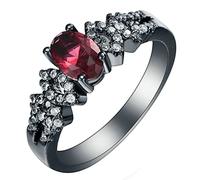 Aeici Anillo de compromiso para mujer, anillo de placa de oro para mujer, anillo ovalado, anillo negro, one size, Metal, Zirconia cúbica